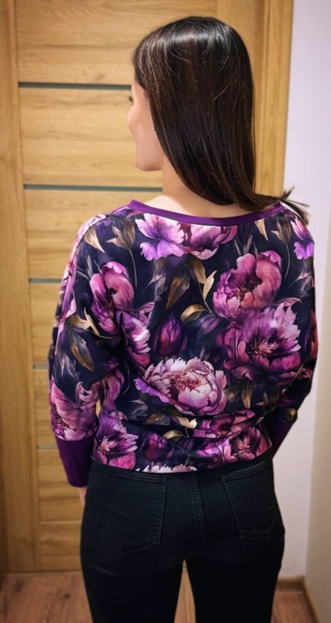 Bluzka bawełniana AURA Purple Floral