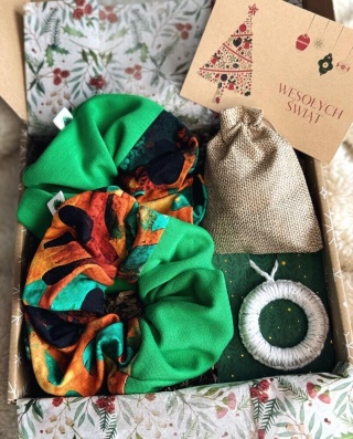 Box Prezentowy - Scrunchie maxi Leopard GREEN