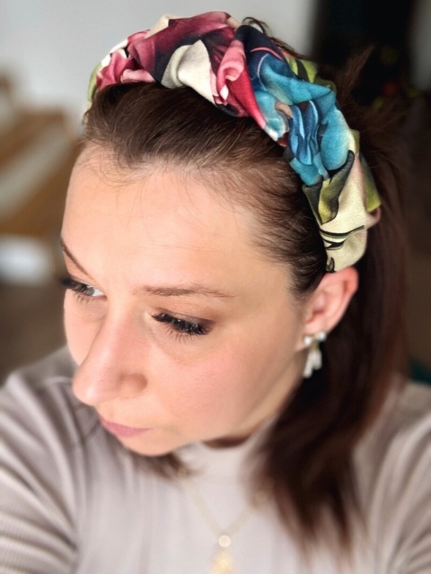 Box Prezentowy - Opaska marszczona Flower KHAKI