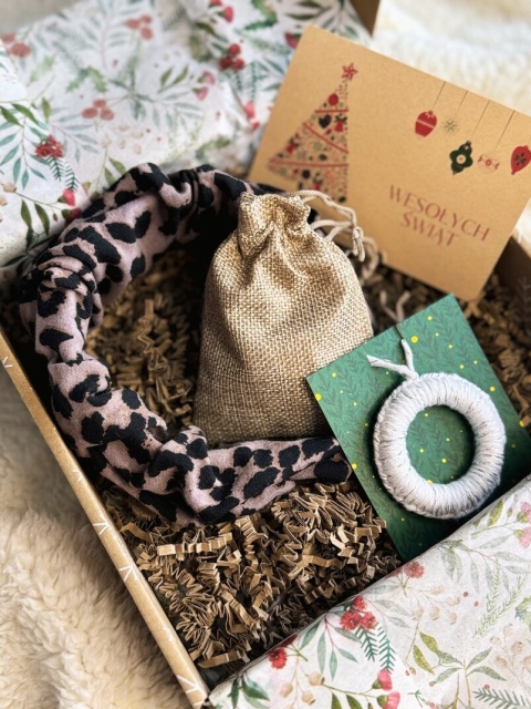 Box Prezentowy - Opaska marszczona Leopard BROWN