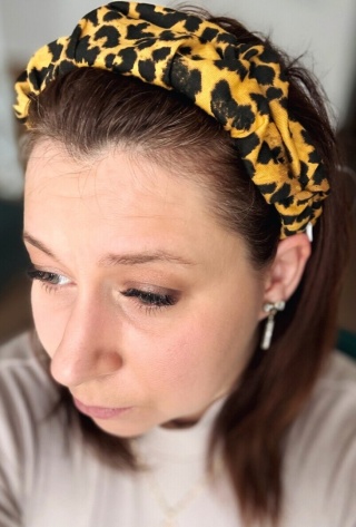 Opaska marszczona Leopard MUSTARD