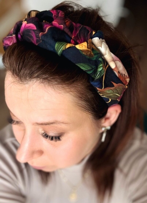 Box Prezentowy - Opaska marszczona Night Garden FUCHSIA