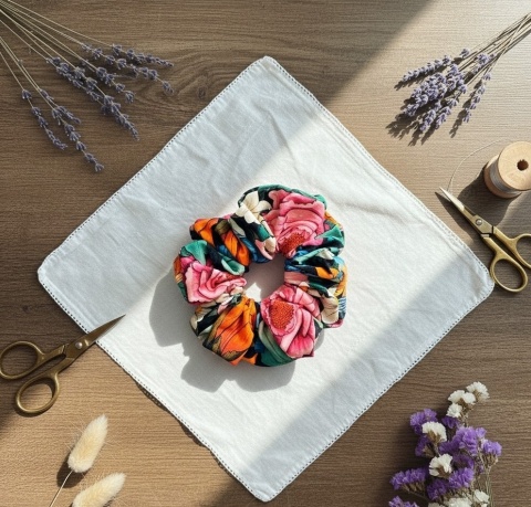 Scrunchie/Frotka MAXI – Orange Garden – zestaw 2 szt