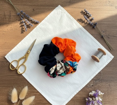 Scrunchie/Frotka MAXI – Orange Garden – zestaw 2 szt