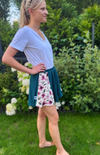 Spodenki lniane Sway FLORAL TURQUOISE