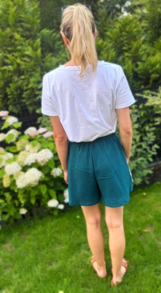 Spodenki lniane Sway FLORAL TURQUOISE