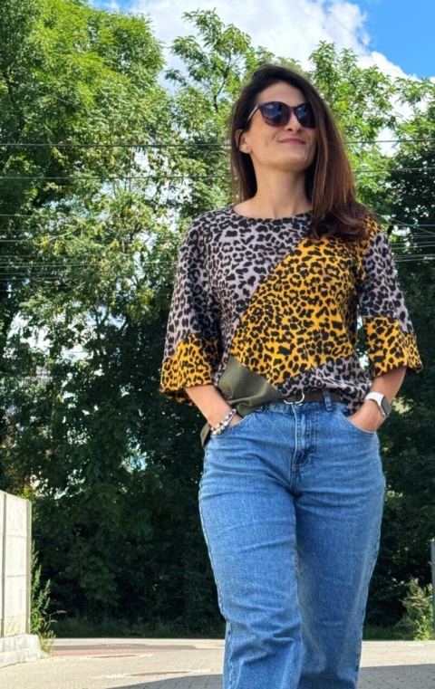 T-shirt bawełniany Ease LEOPARD