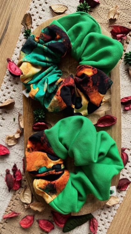 Scrunchie/Frotka XXL Leopard Green - zestaw