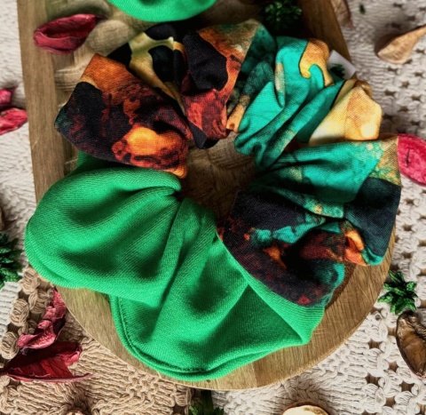 Scrunchie/Frotka XXL Leopard Green - zestaw