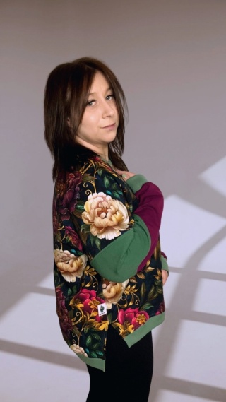 Bluza Dresowa Oversize Damska FLORAL NIGHT