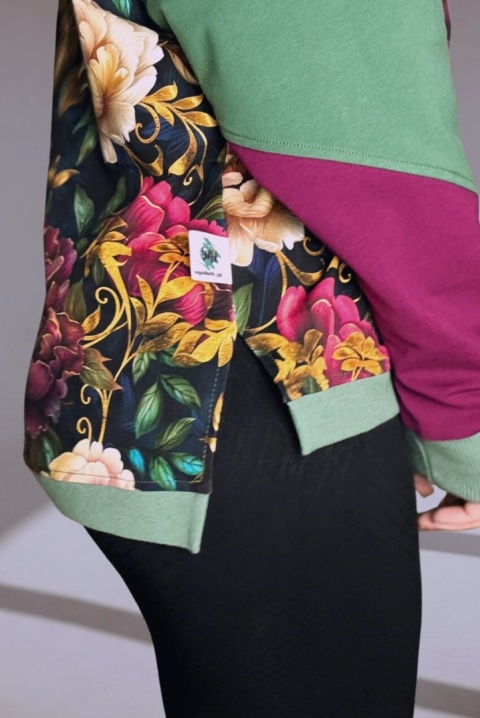 Bluza Dresowa Oversize Damska FLORAL NIGHT