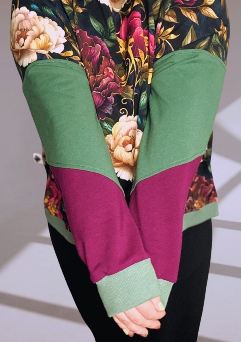 Bluza Dresowa Oversize Damska FLORAL NIGHT