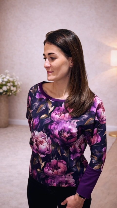 Bluzka bawełniana AURA Purple Floral