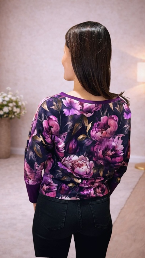 Bluzka bawełniana AURA Purple Floral
