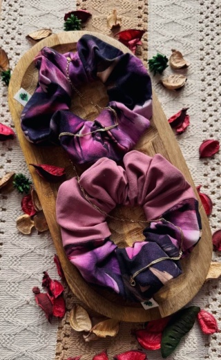 Scrunchie/Frotka MAXI Floral Rose - zestaw