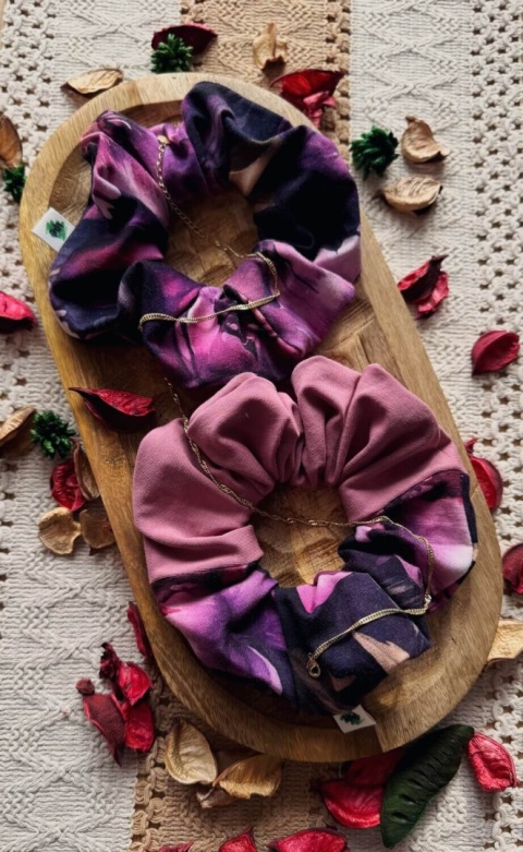 Scrunchie/Frotka MAXI Floral Rose - zestaw