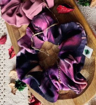 Scrunchie/Frotka MAXI Floral Rose - zestaw