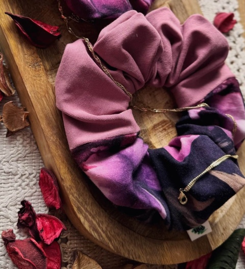 Scrunchie/Frotka MAXI Floral Rose - zestaw