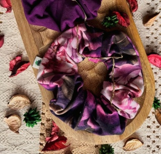Scrunchie/Frotka MAXI Floral Violet - zestaw