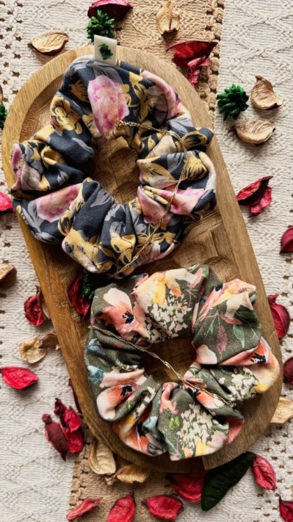 Scrunchie/Frotka MAXI Flower Mix - zestaw
