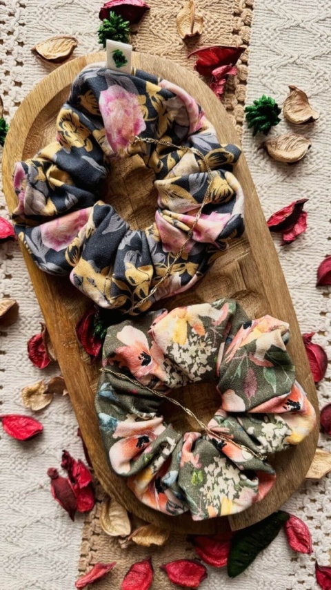 Scrunchie/Frotka MAXI Flower Mix - zestaw