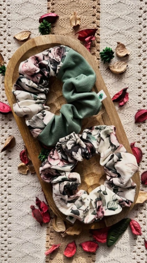 Scrunchie/Frotka MAXI Flower Sage - zestaw