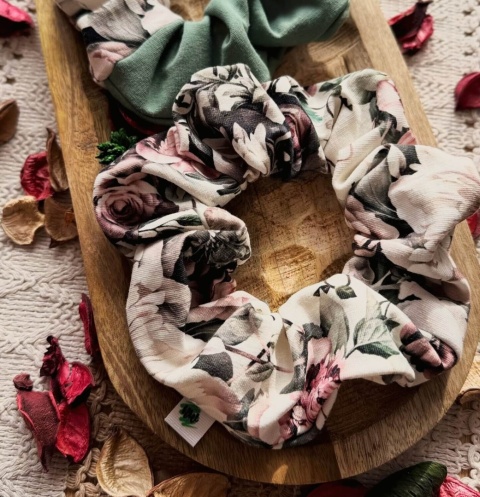 Scrunchie/Frotka MAXI Flower Sage - zestaw