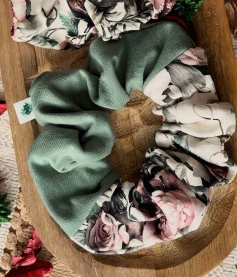 Scrunchie/Frotka MAXI Flower Sage - zestaw