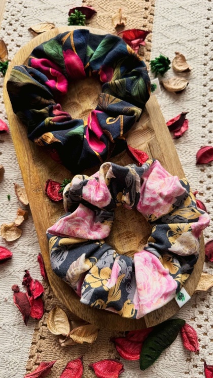 Scrunchie/ Frotka MAXI Flower Mix II - zestaw