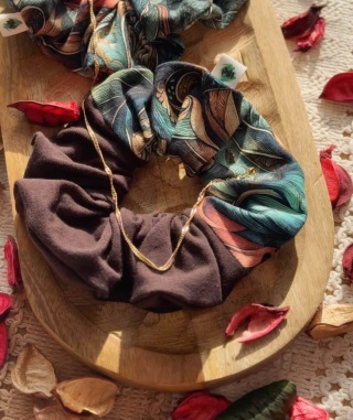 Scrunchie/Frotka MAXI Leaf Brown - zestaw