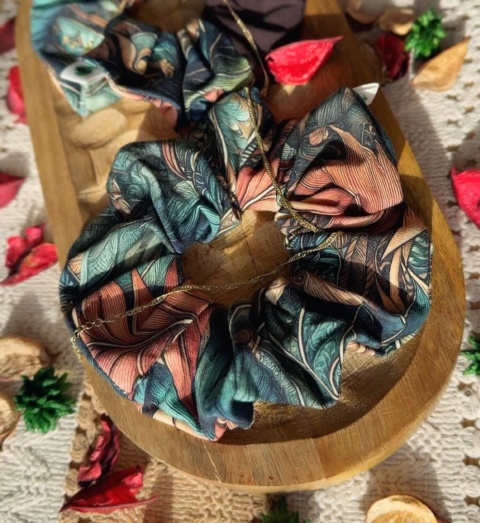 Scrunchie/Frotka MAXI Leaf Brown - zestaw