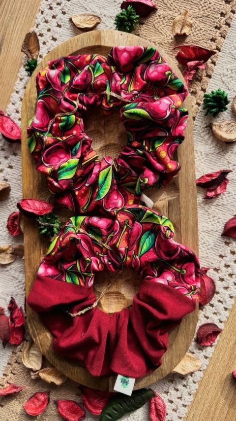 Scrunchie/Frotka MAXI Cherry - zestaw