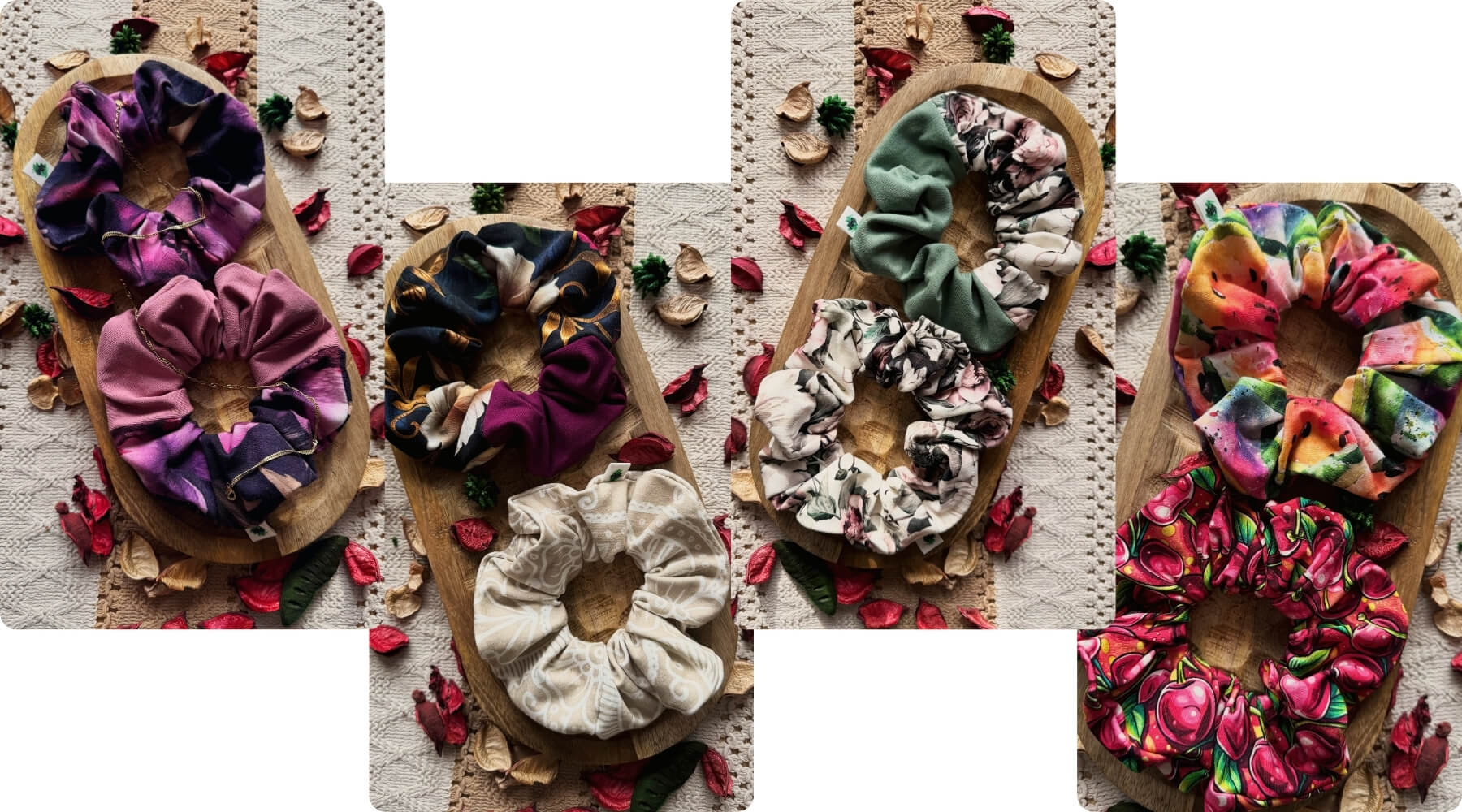 Scrunchie Nic Wielkiego - detale materiału