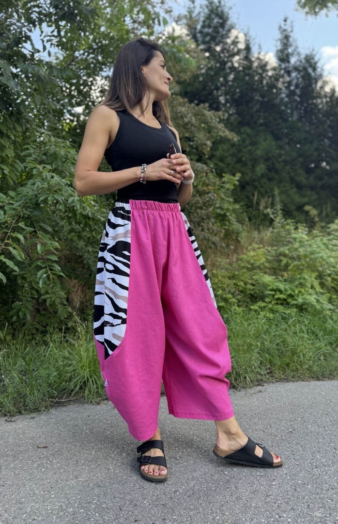 Spodnie Lniane BARRELS Pink - obrazek 2