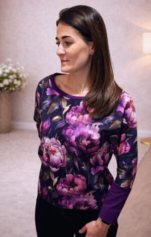Bluzka bawełniana AURA Purple Floral