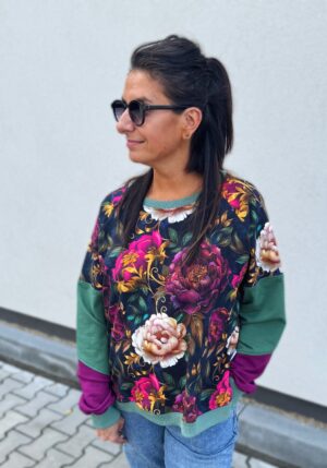 Bluza Dresowa Oversize crewneck FLORAL NIGHT