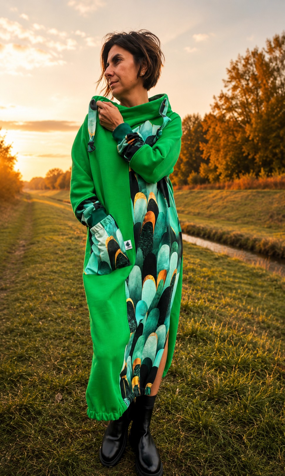 Sukienka bawełniana NOTHING MORE green - obrazek 2